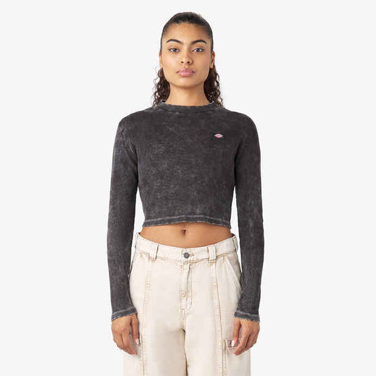 DICKIES WOMENS NEWINGTON CROPPED LONG SLEEVE - BLACK HERITAGE - Dead Bread