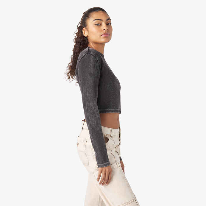 DICKIES WOMENS NEWINGTON CROPPED LONG SLEEVE - BLACK HERITAGE - Dead Bread