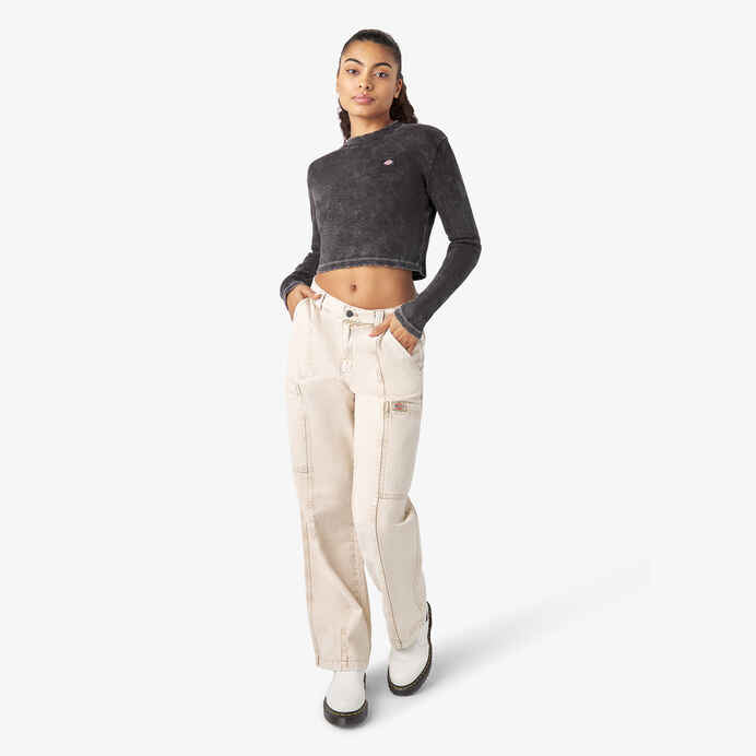 DICKIES WOMENS NEWINGTON CROPPED LONG SLEEVE - BLACK HERITAGE - Dead Bread