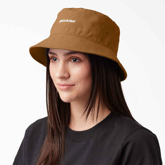 DICKIES SCRIPT LOGO CANVAS BUCKET HAT - BROWN DUCK - Dead Bread