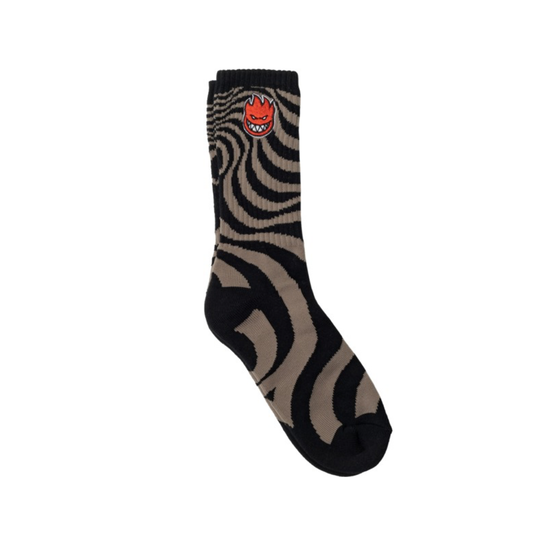 SPITFIRE BIGHEAD FILL SWIRL CREW SOCKS - BLACK/BROWN/RED - Dead Bread
