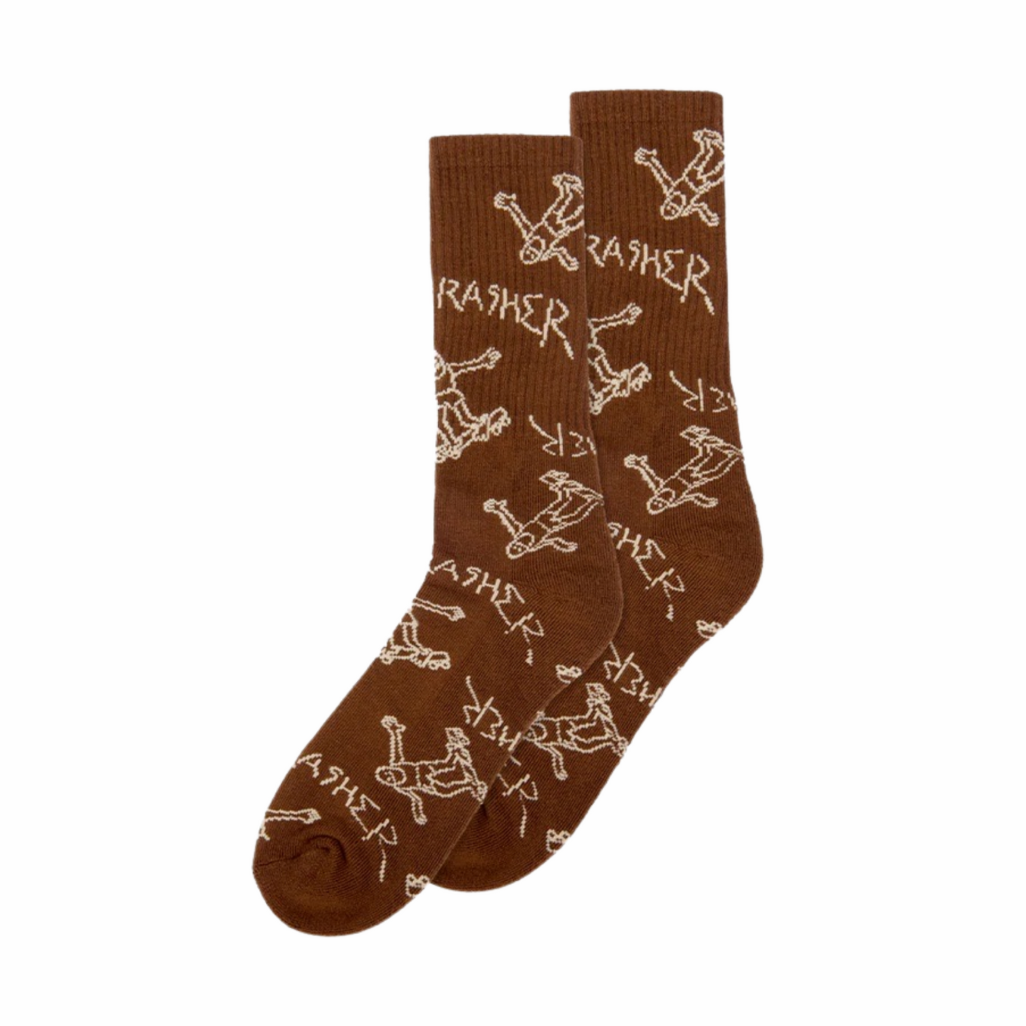 THRASHER GONZ CREW SOCKS - BROWN/TAN