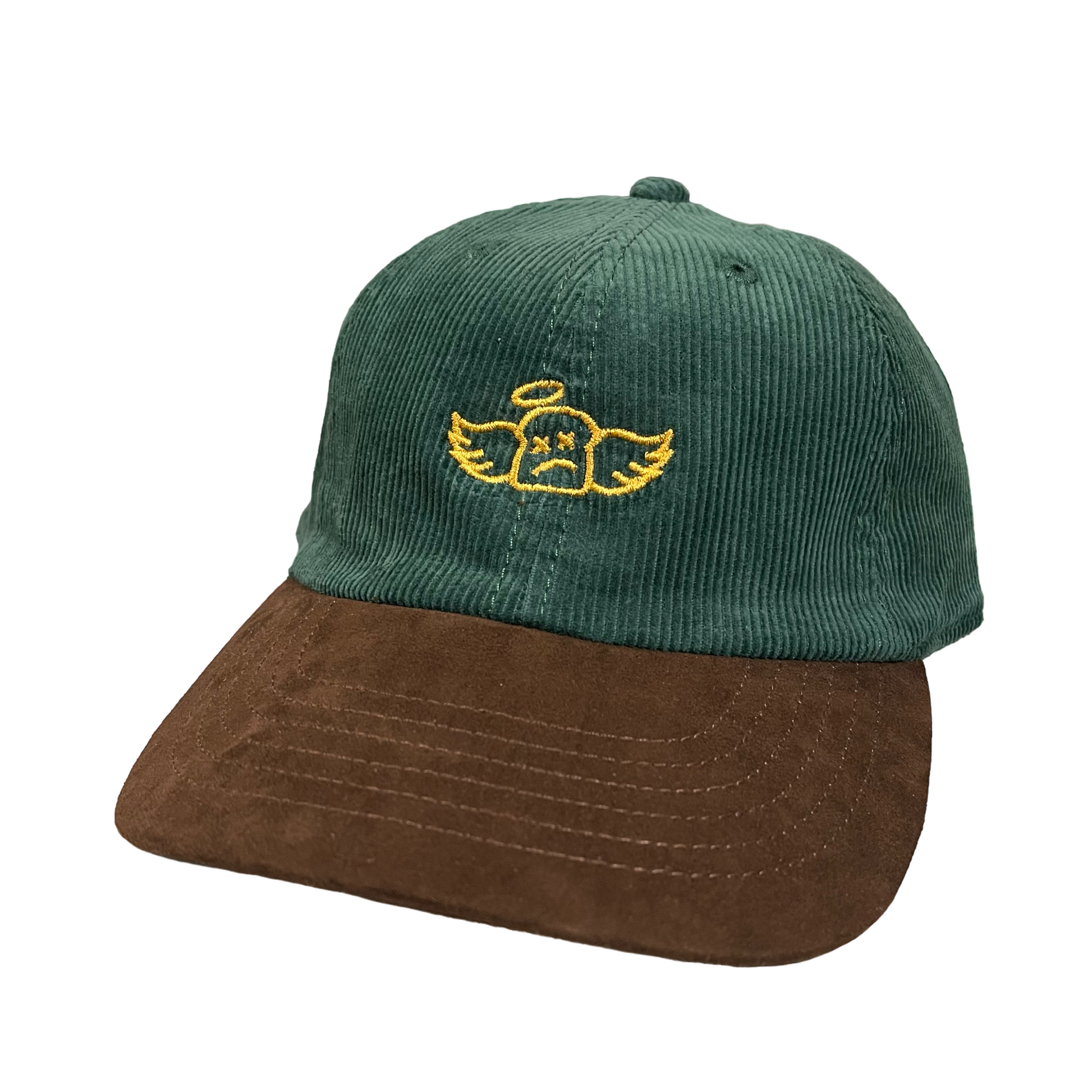 CORD/SUEDE STAPLE DAD CAP - GREEN/BROWN - Dead Bread