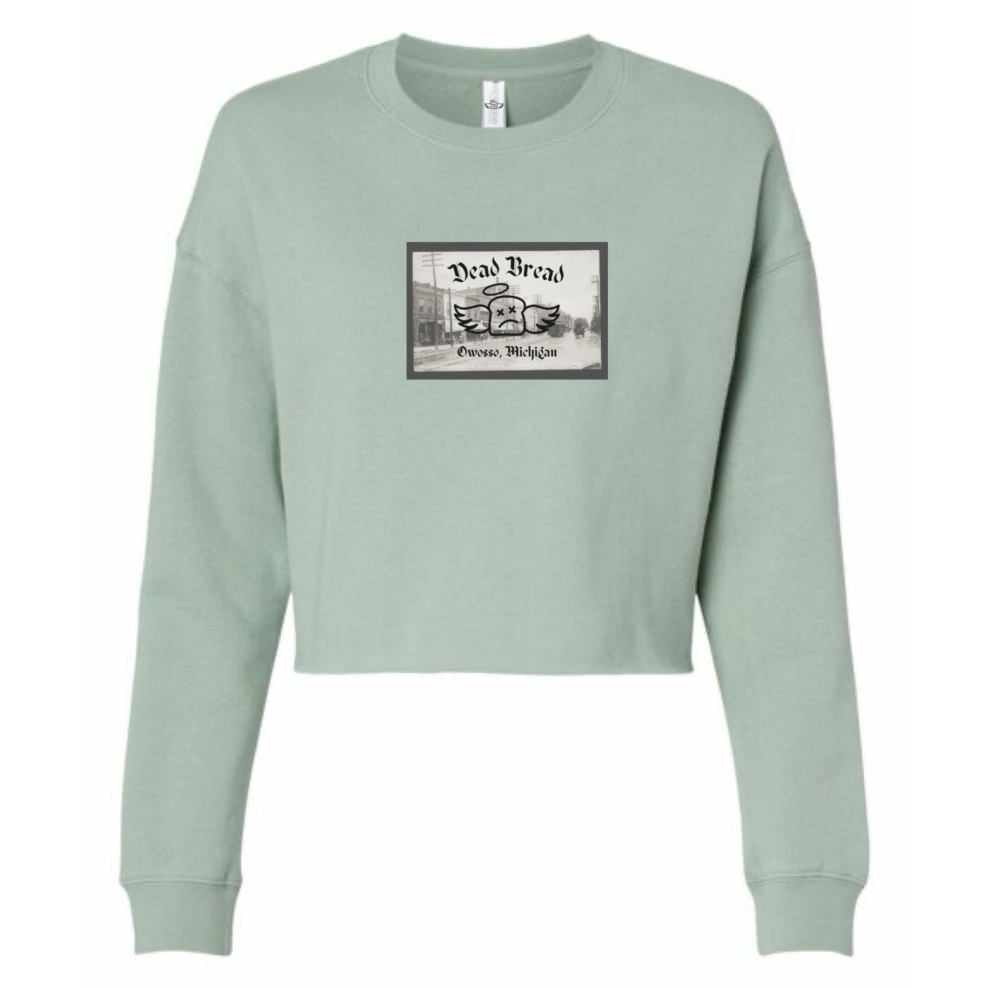 WOMENS HISTORICS CROP CREW - SAGE GREEN - Dead Bread