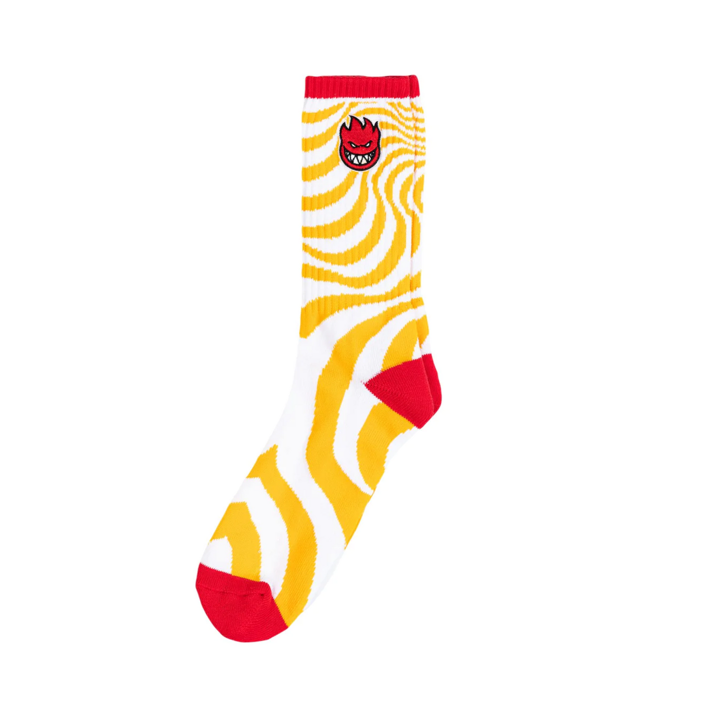 SPITFIRE BIGHEAD FILL SWIRL CREW SOCKS - WHITE/GOLD/RED - Dead Bread