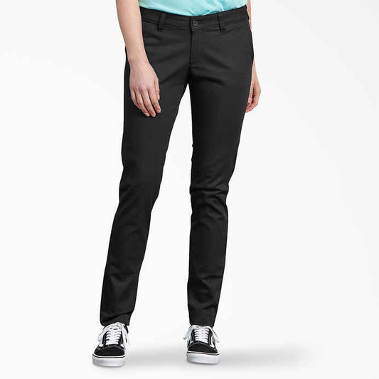 DICKIES WOMENS SLIM FIT SKINNY LEG PANT - RINSED BLACK - Dead Bread