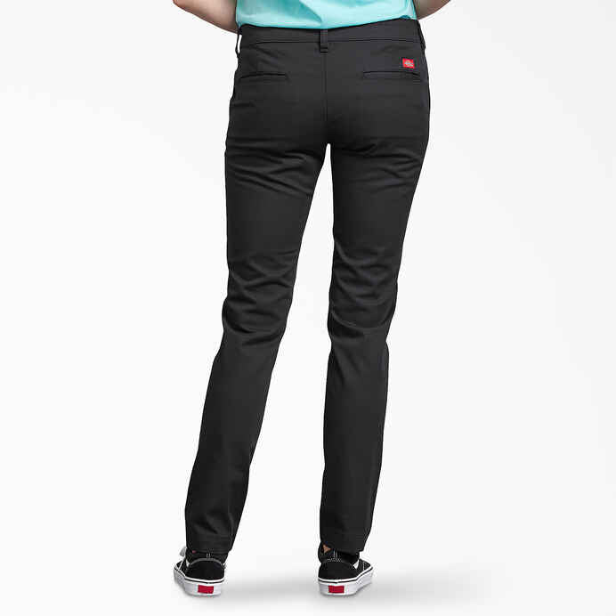 DICKIES WOMENS SLIM FIT SKINNY LEG PANT - RINSED BLACK - Dead Bread