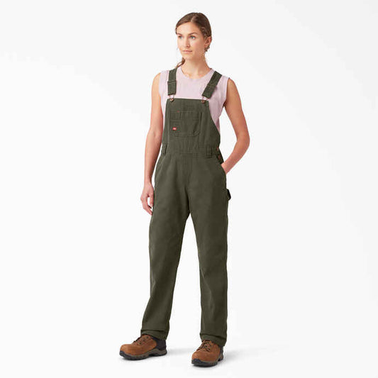 DICKIES WOMENS RELAXED BIB OVERALLS - RINSED MOSS - Dead Bread