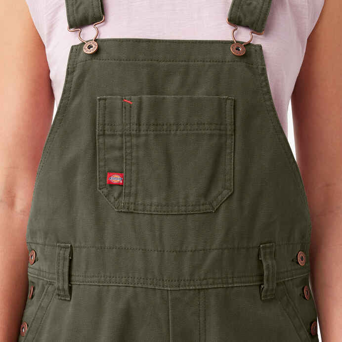 DICKIES WOMENS RELAXED BIB OVERALLS - RINSED MOSS - Dead Bread