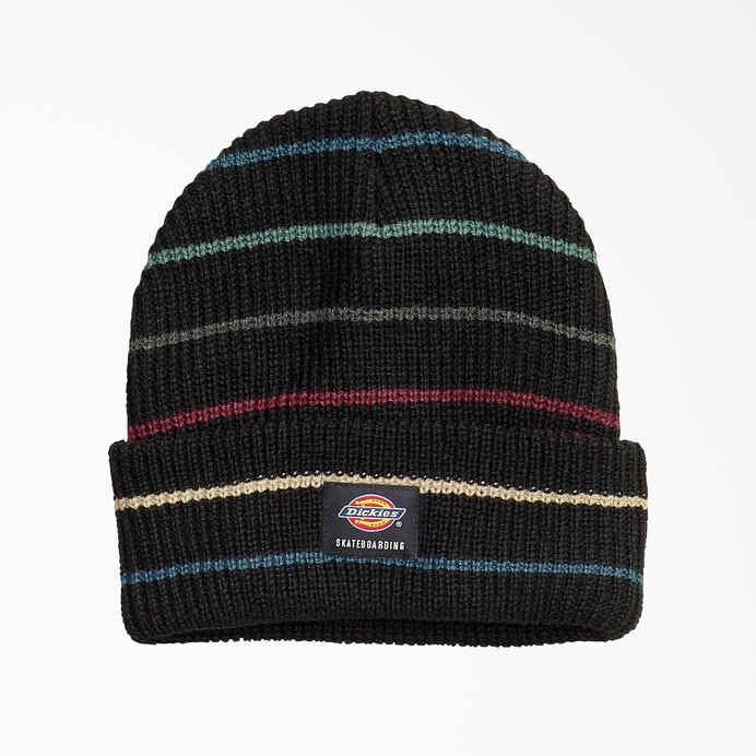 DICKIES SKATEBOARDING FLIP UP BEANIE - BLACK STRIPES - Dead Bread