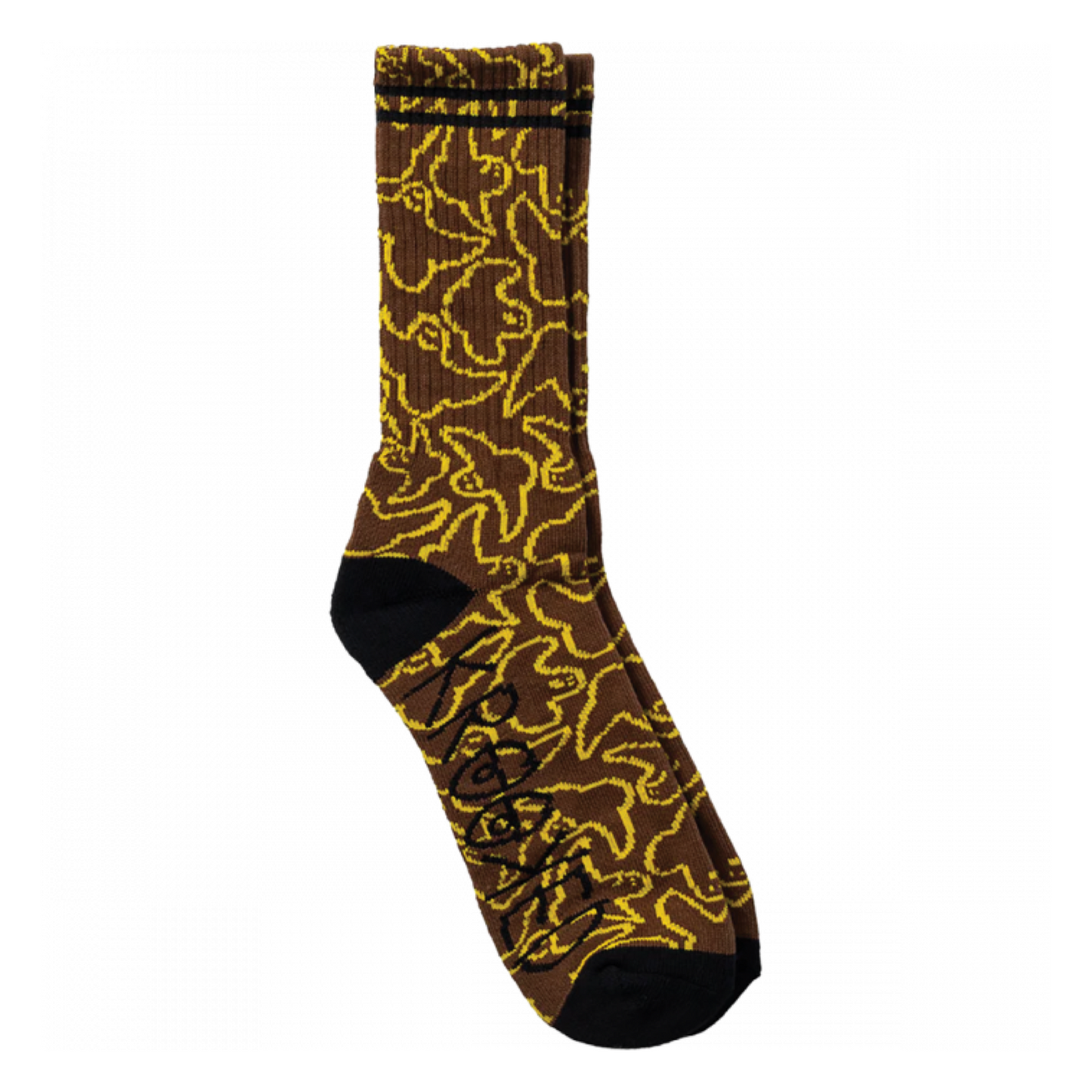KROOKED MULTI BIRDS CREW SOCKS BROWN