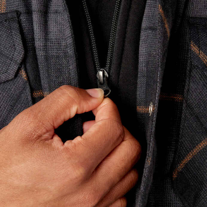 DICKIES WATER REPELLENT HOODED FLANNEL JACKET - BLACK/CHARCOAL OMBRE - Dead Bread