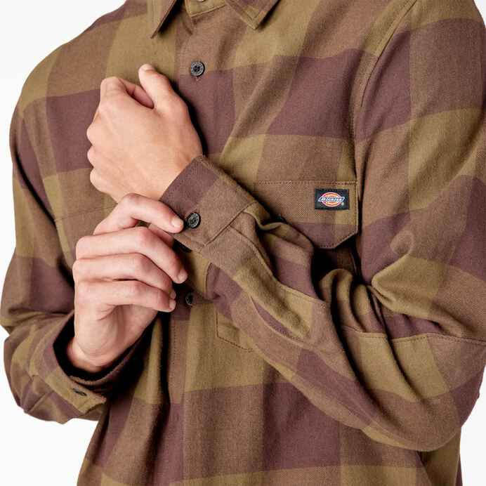 DICKIES LONGSLEEVE FLANNEL - DARK OLIVE / BUFFALO PLAID - Dead Bread