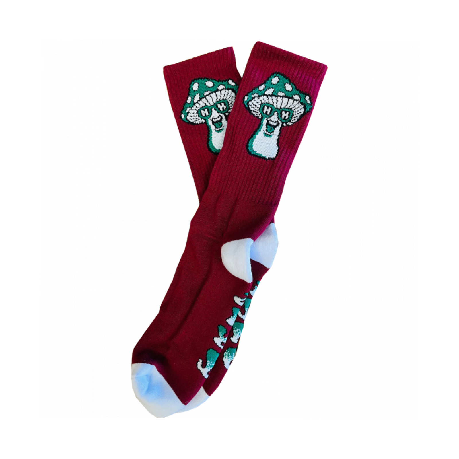 HAPPY HOUR MUSHROOM CREW SOCKS - BURGUNDY - Dead Bread