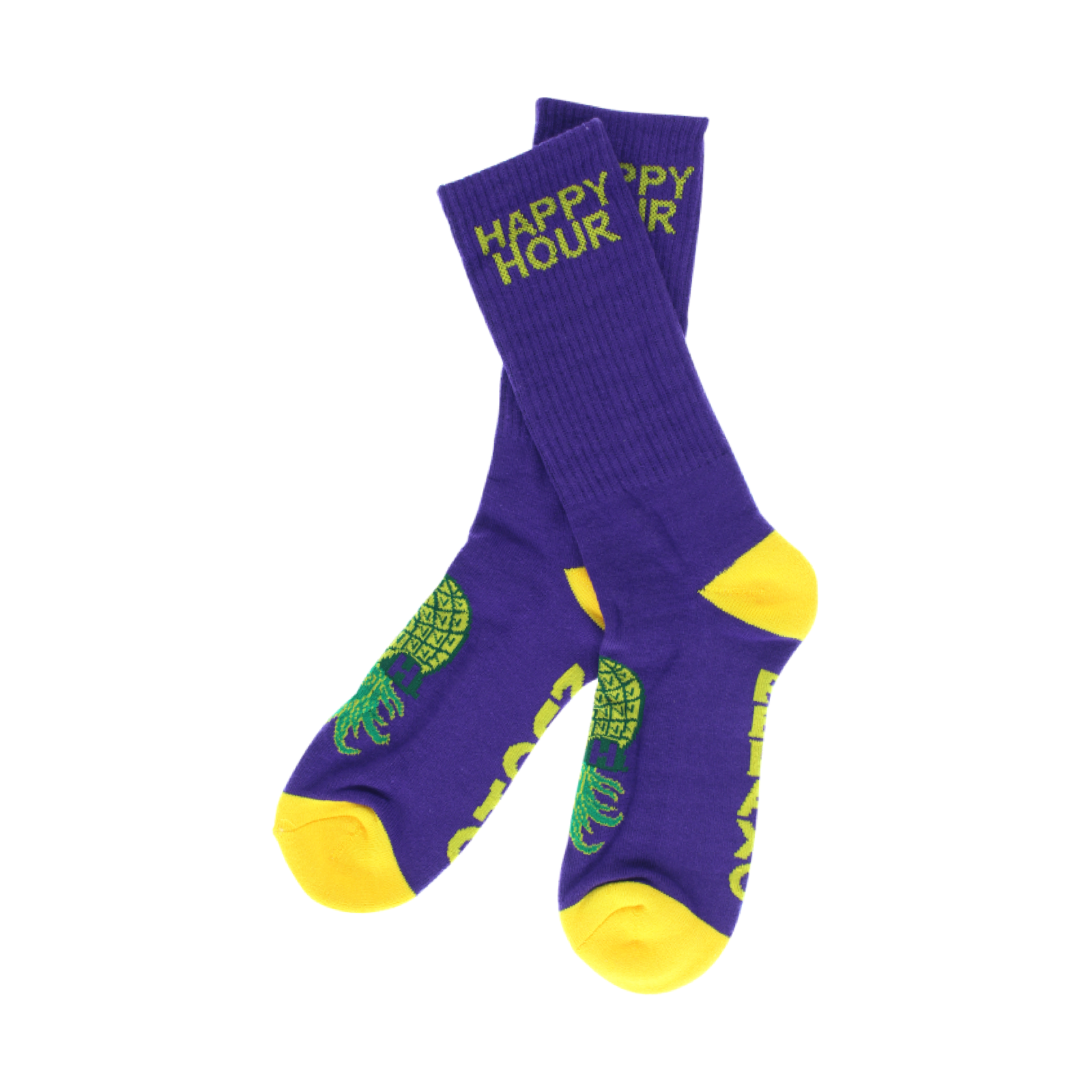 HAPPY HOUR MUCHO RELAXO CREW SOCKS - GOLD/PURP - Dead Bread