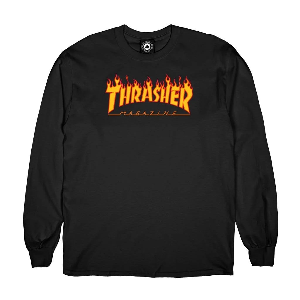 THRASHER FLAMES LONG SLEEVE BLACK - Dead Bread