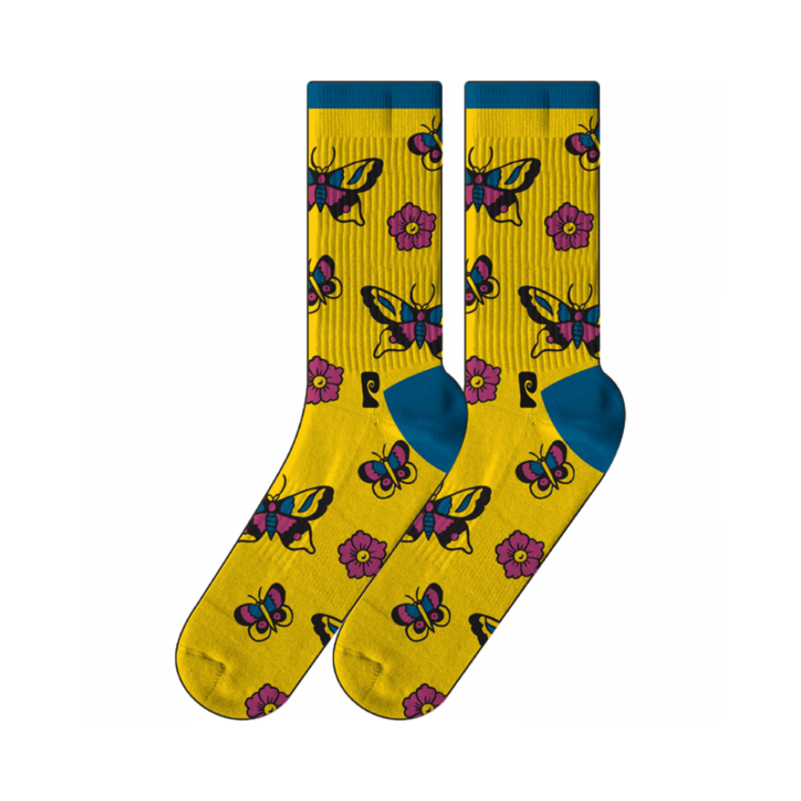 PSOCKADELIC BUTTERFLY FLOWER CREW SOCKS - Dead Bread