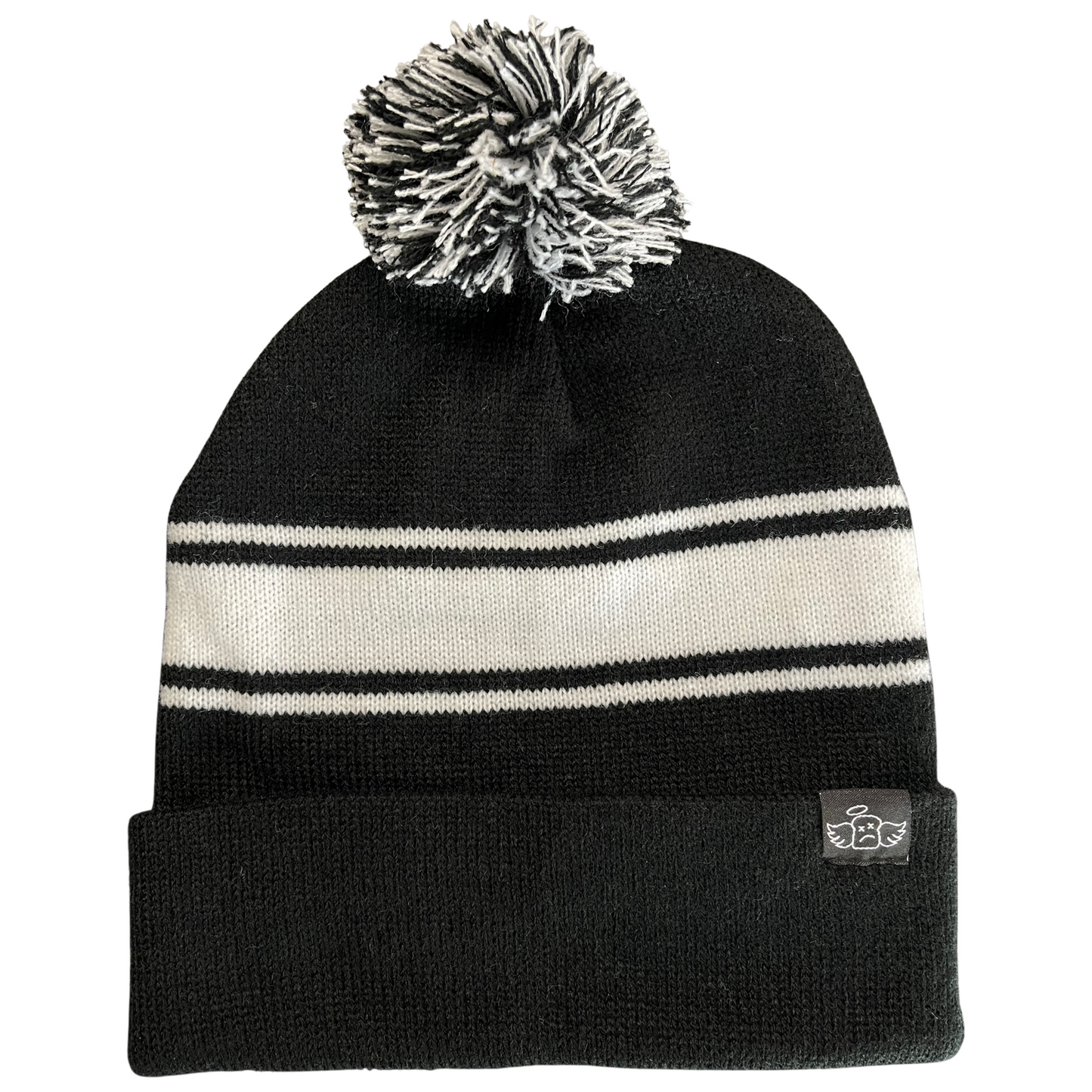 BASICS POM BEANIE - BLACK/WHITE
