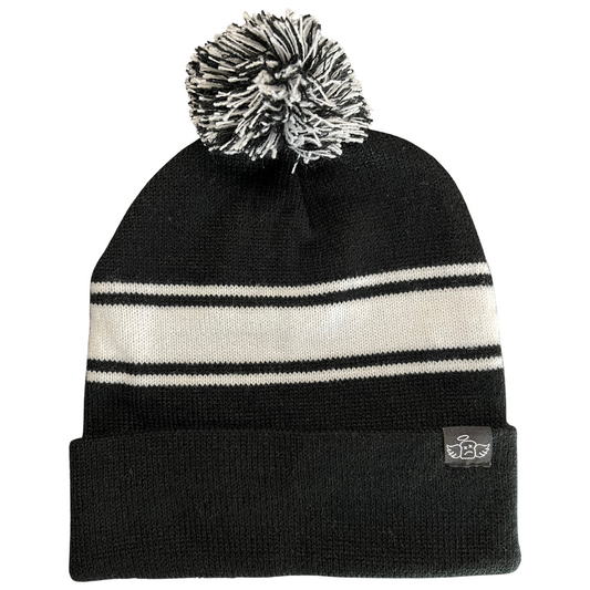 BASICS POM BEANIE - BLACK/WHITE