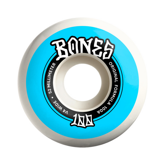 BONES 100'S V4 WIDECUT WHEELS 52MM - WHITE