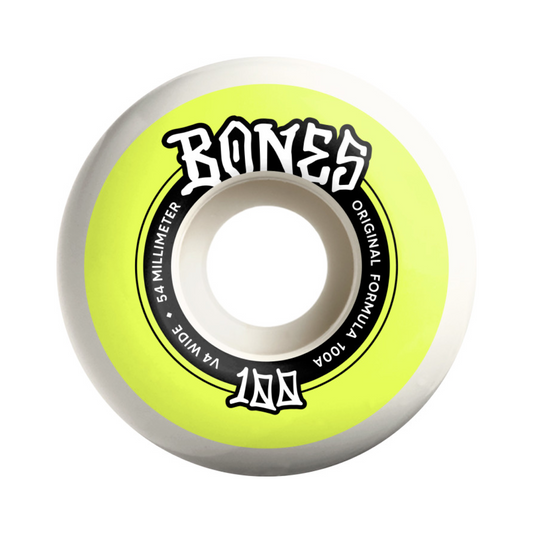 BONES 100'S V4 WIDECUT WHEELS 54MM - WHITE