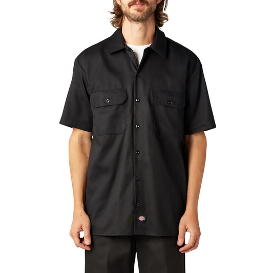 DICKIES FLEX RELAXED FIT SHORT SLEEVE WORK SHIRT - BLACK - Dead Bread