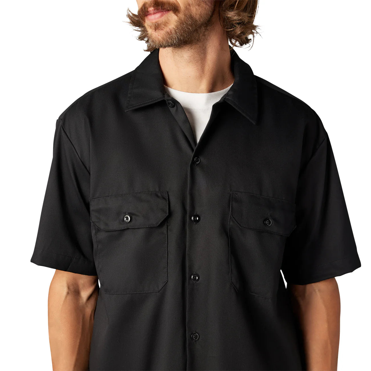 DICKIES FLEX RELAXED FIT SHORT SLEEVE WORK SHIRT - BLACK - Dead Bread
