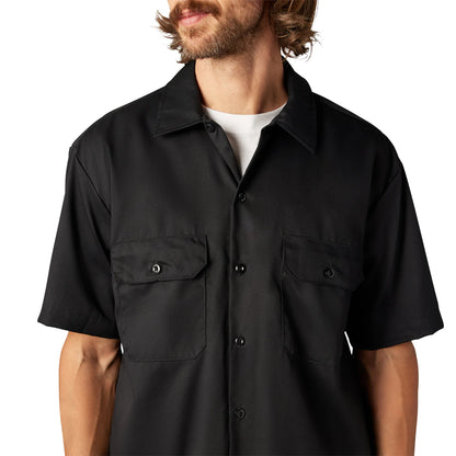 DICKIES FLEX RELAXED FIT SHORT SLEEVE WORK SHIRT - BLACK - Dead Bread