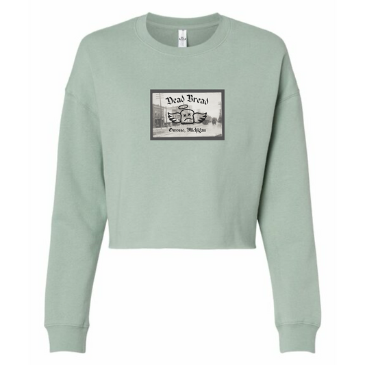 WOMENS HISTORICS CROP CREW - SAGE GREEN