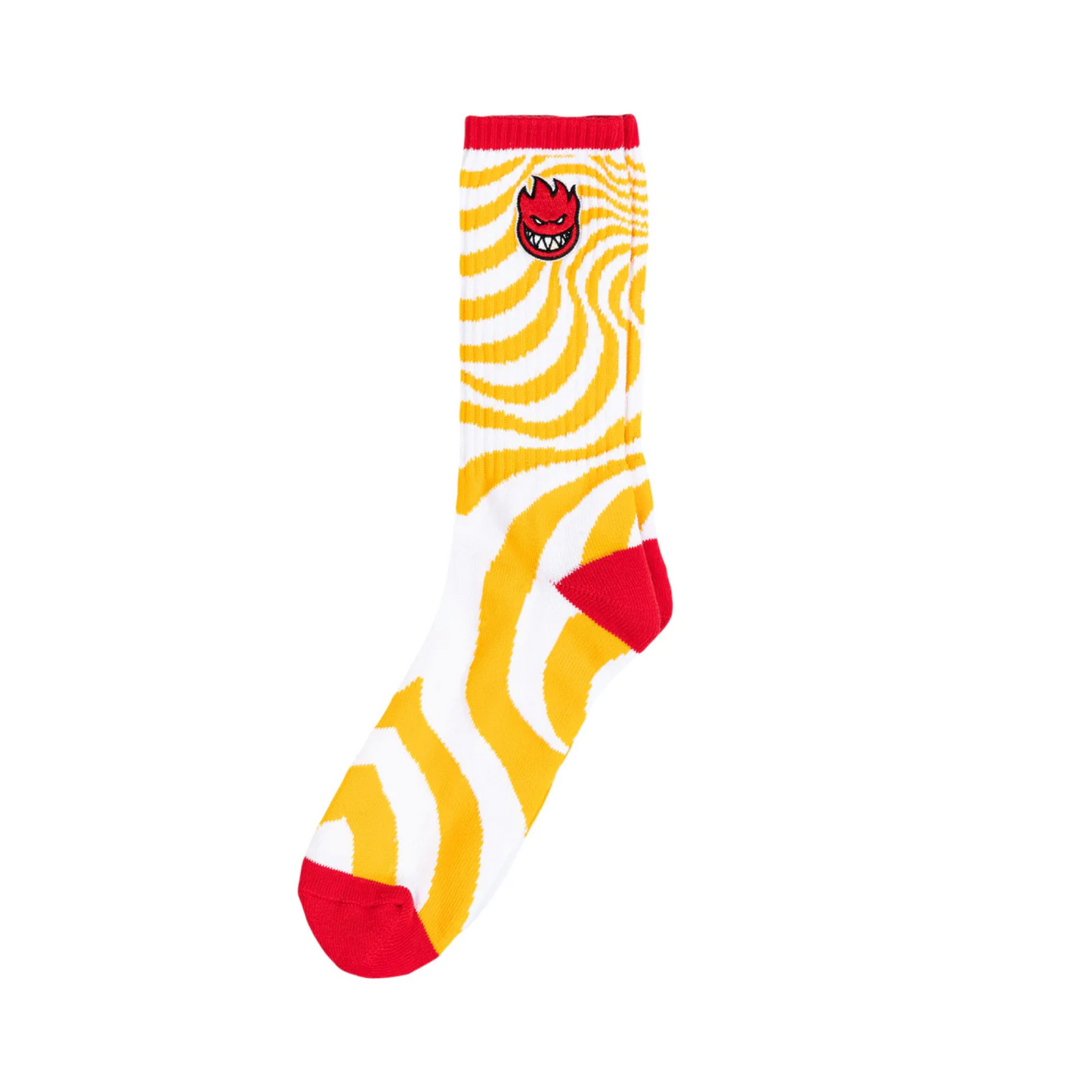 SPITFIRE BIGHEAD FILL SWIRL CREW SOCKS - WHITE/GOLD/RED