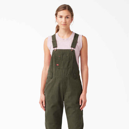 DICKIES WOMENS RELAXED BIB OVERALLS - RINSED MOSS