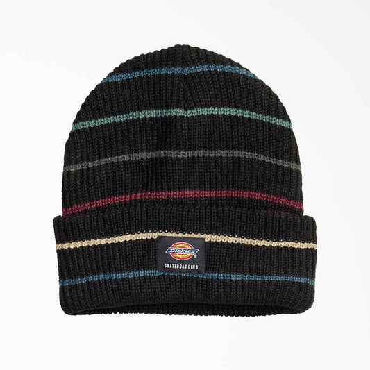 DICKIES SKATEBOARDING FLIP UP BEANIE - BLACK STRIPES