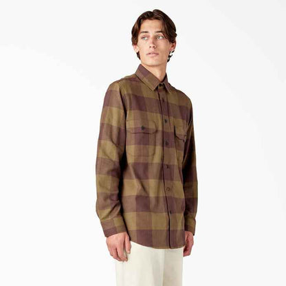 DICKIES LONGSLEEVE FLANNEL - DARK OLIVE / BUFFALO PLAID