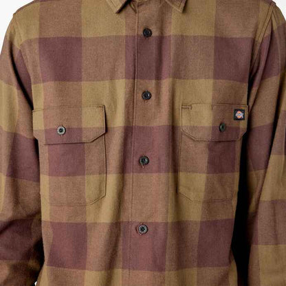 DICKIES LONGSLEEVE FLANNEL - DARK OLIVE / BUFFALO PLAID