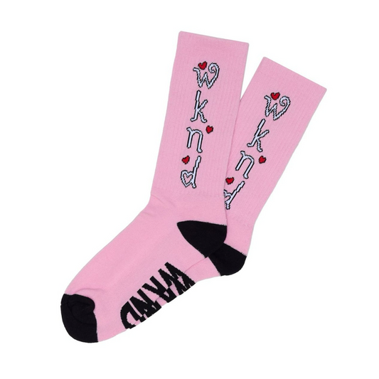 WKND HEART CREW SOCKS - PINK - Dead Bread