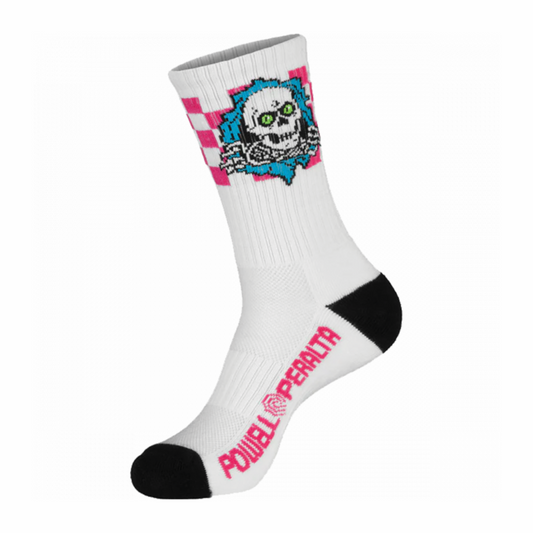 POWELL CHECKER RIPPER RIP CREW SOCKS - BLUE/PINK/WHITE - Dead Bread