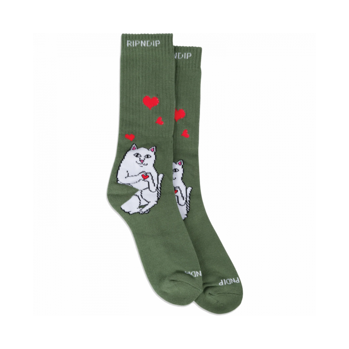 RIP N DIP NERMAL LOVES CREW SOCKS - OLIVE