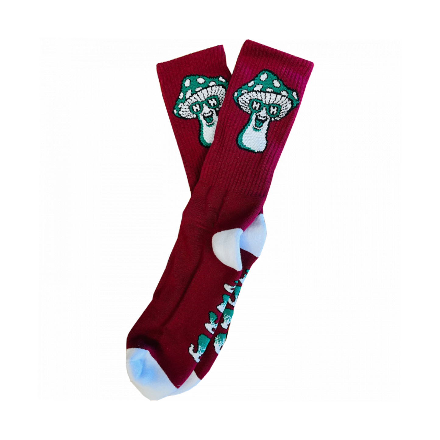 HAPPY HOUR MUSHROOM CREW SOCKS - BURGUNDY