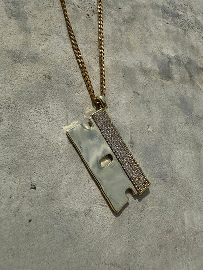 ICED OUT Razor Blade Pendant (Gold)