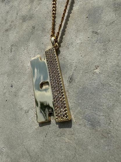 ICED OUT Razor Blade Pendant (Gold)