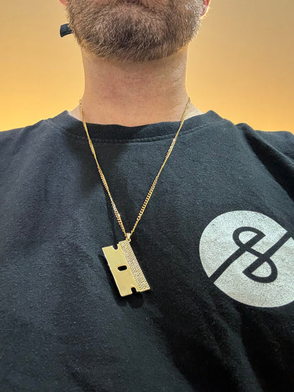 ICED OUT Razor Blade Pendant (Gold)