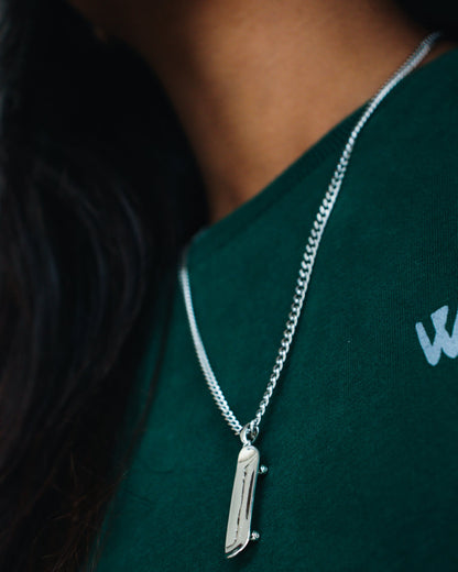 Skateboard Pendant & Ring Bundle (Silver)