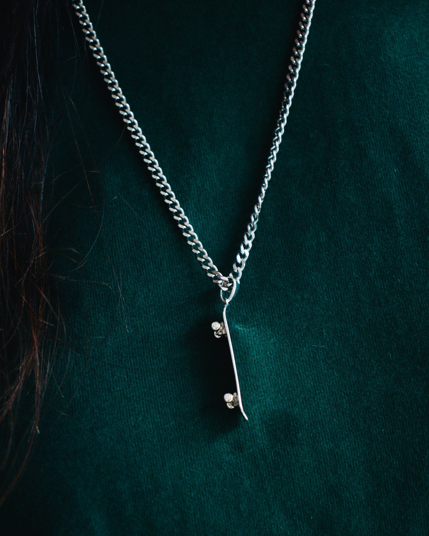 Skateboard Pendant & Ring Bundle (Silver)