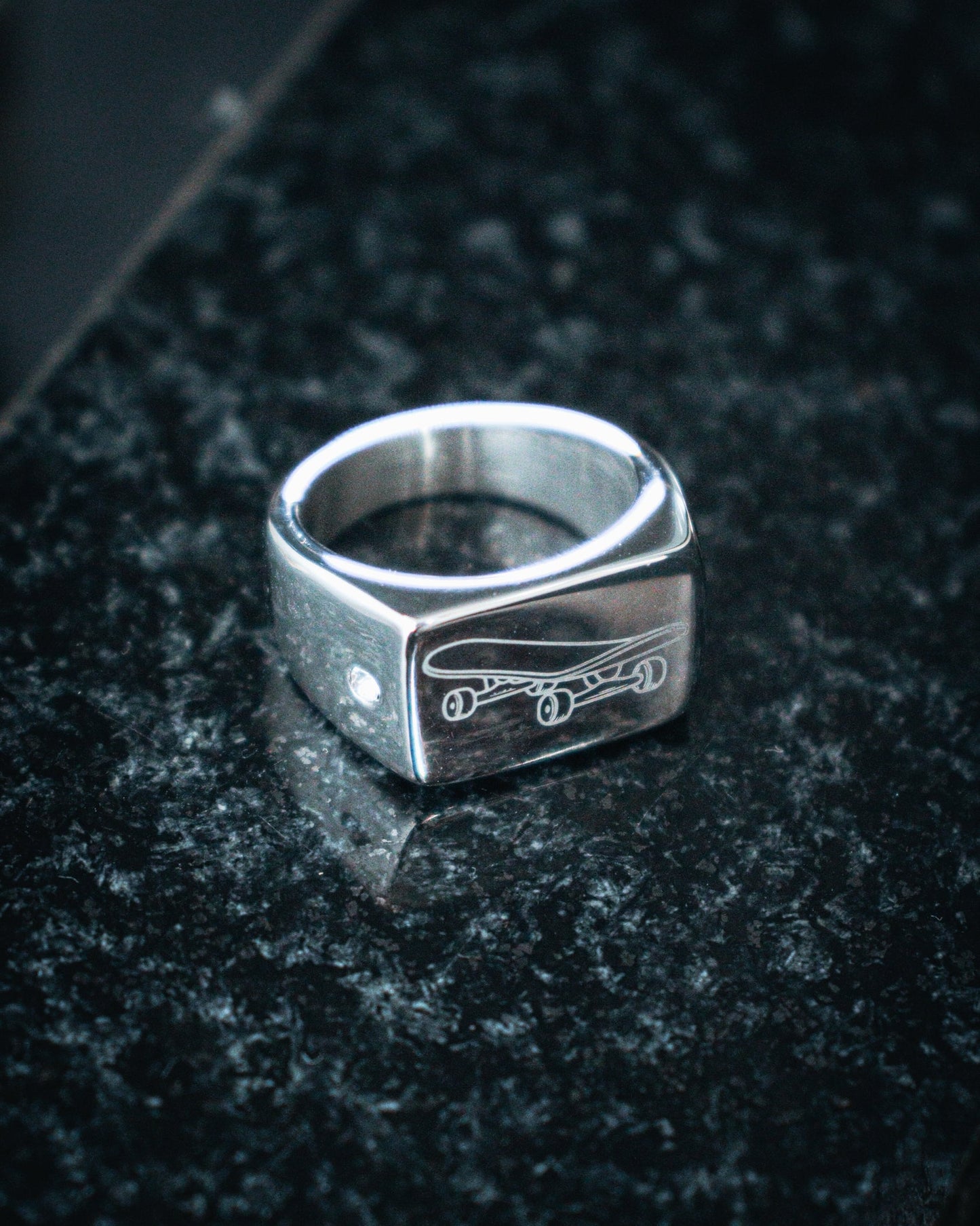 Skateboard Pendant & Ring Bundle (Silver)