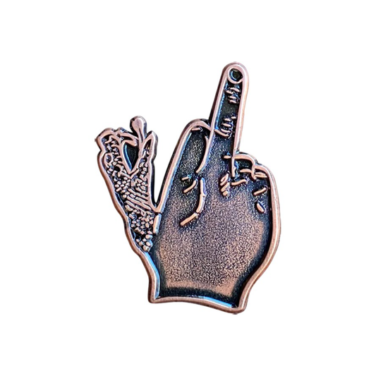 DOOMSAYERS UP YOURS BRONZE LAPEL PIN