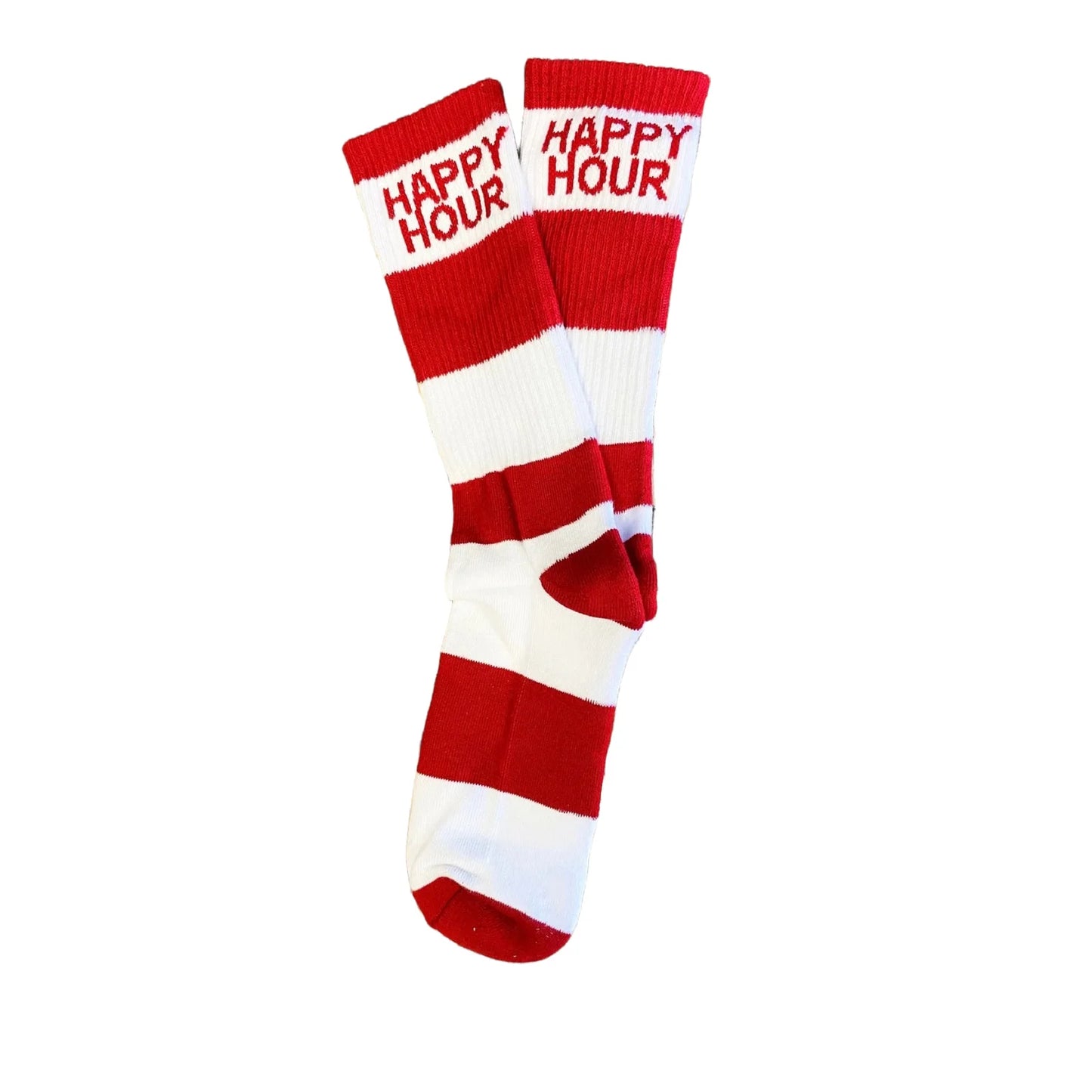 HAPPY HOUR STRIPED CREW SOCKS RED